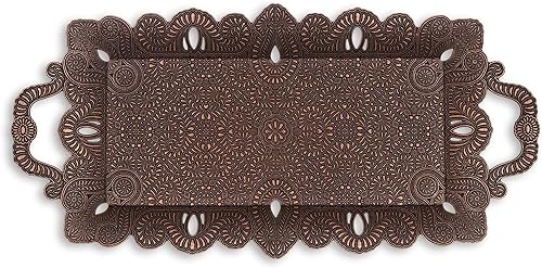 Miniatura 7 de Alisveristime Bandeja Zamac con motivo otomano, (dimensiones de 15.7 x 7.7 x 1 pulgadas), (14.46 oz - 14.4 onzas), asas elegantes, adecuadas para