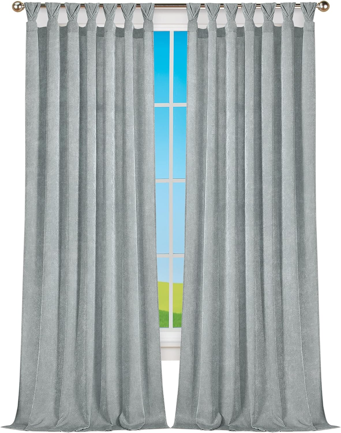ACHIM Peri Tulip Tab Top Window Curtain Panel - 52 Width, 84 Length, 3.5 Inch Opening - White - Ultra-Soft Light Filtering Fabric Topped with Handcrafted Tulip Tabs & Machine Washable Home Décor