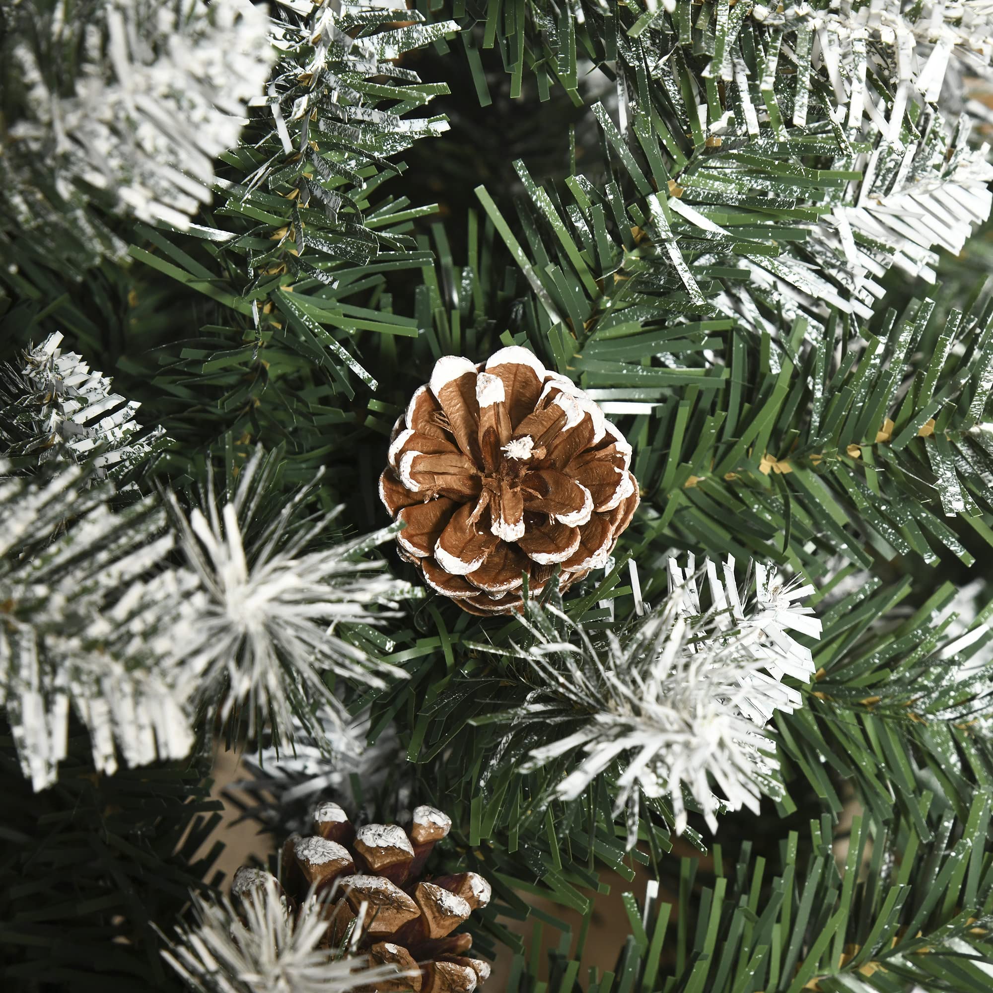 HOMCOM Árbol de Navidad 180 cm Árbol de Navidad Grande con 630 Puntas 37 Piñas Base Plegable y Soporte de Acero para Decoración de Interior Verde