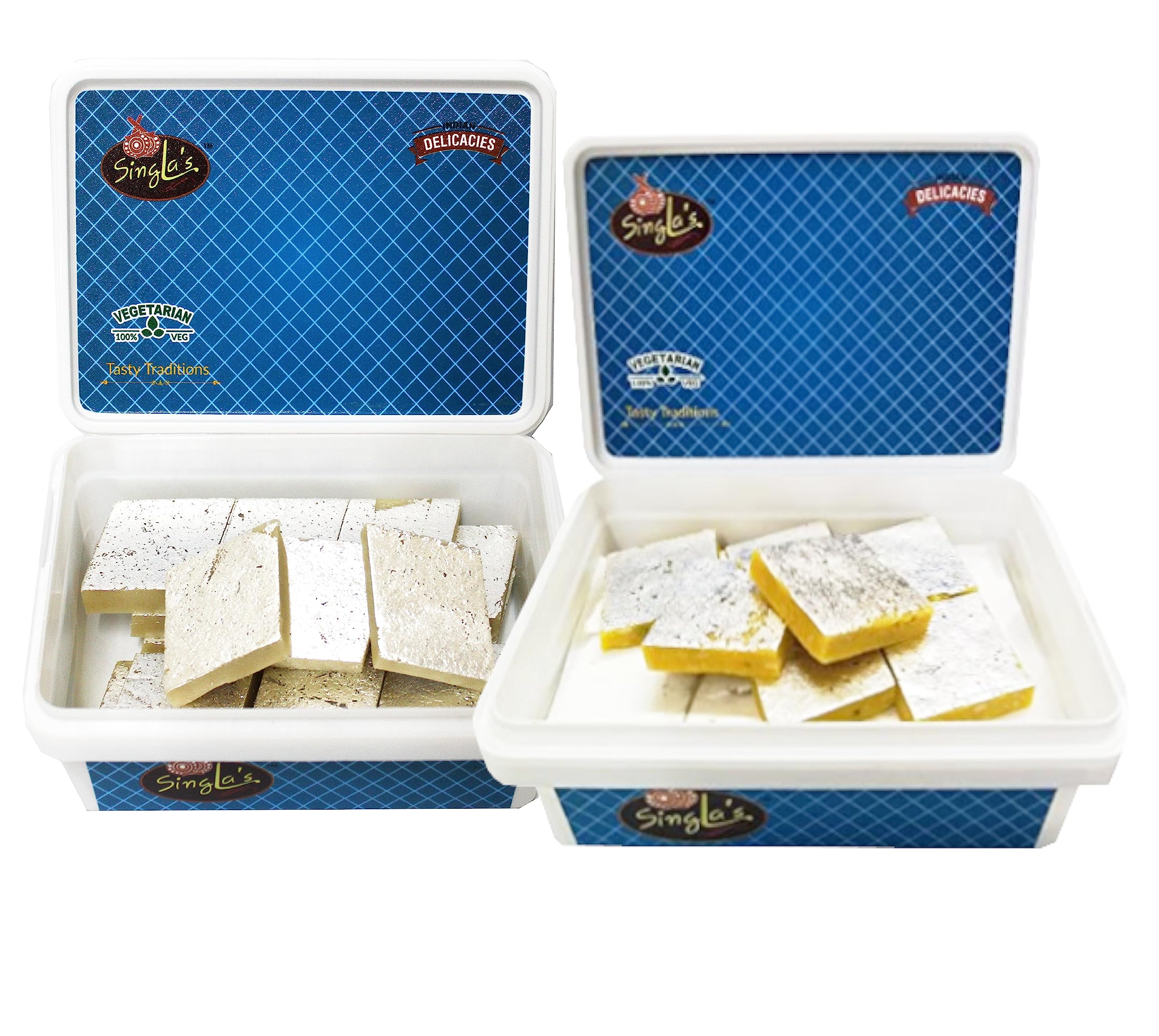 Singla Sweets Kesar Kaju Barfi 200g Kaju katli 200g Combo (Pack of 2 * 200, 400g)