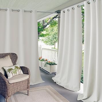 Connor Solid Indoor/Outdoor Window Curtain, White - 52"W x 84"L