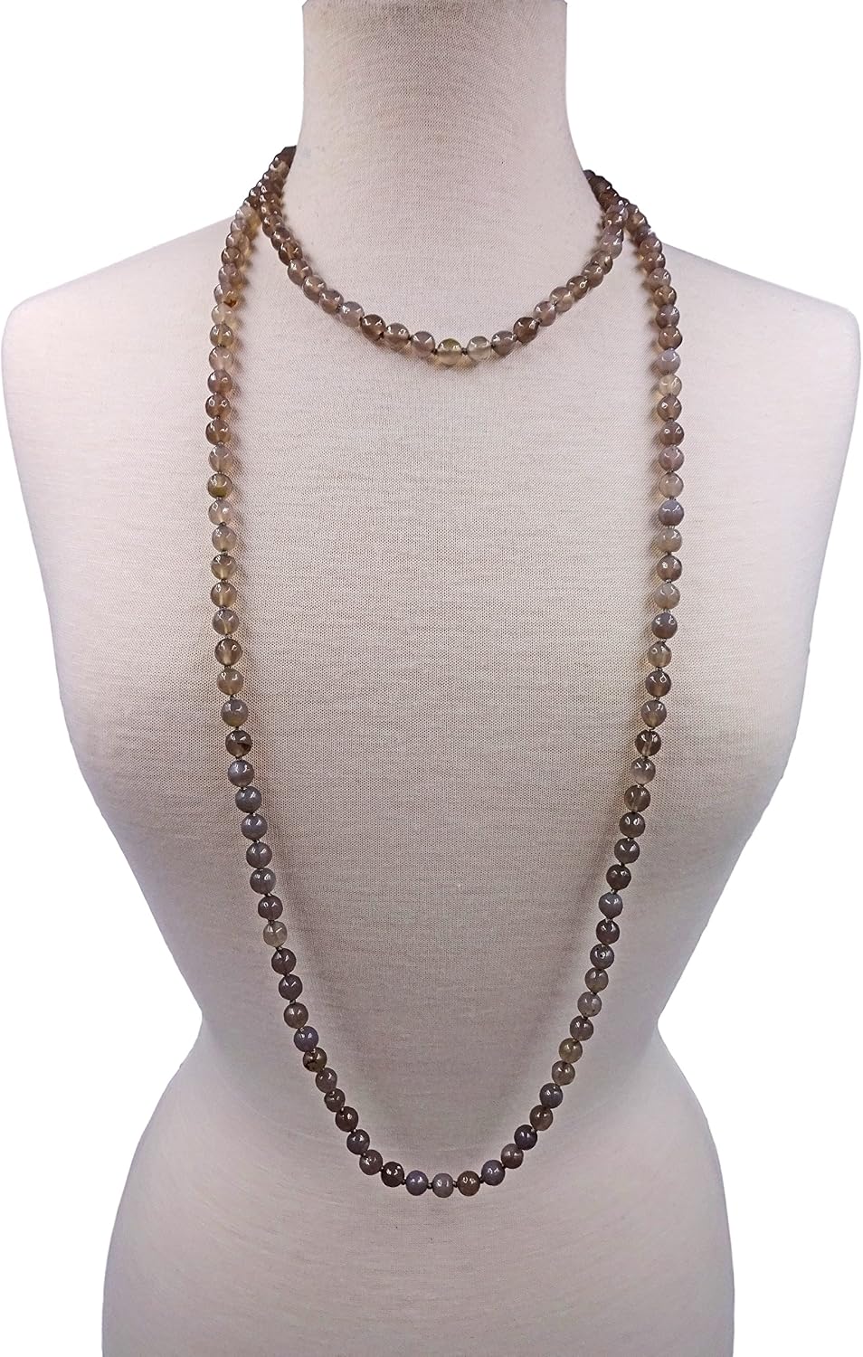 MGR MY GEMS ROCK! 60-Inch 8MM Faceted Finish Genuine Stone Endless Infinity or Multi Strand Statement Necklace.