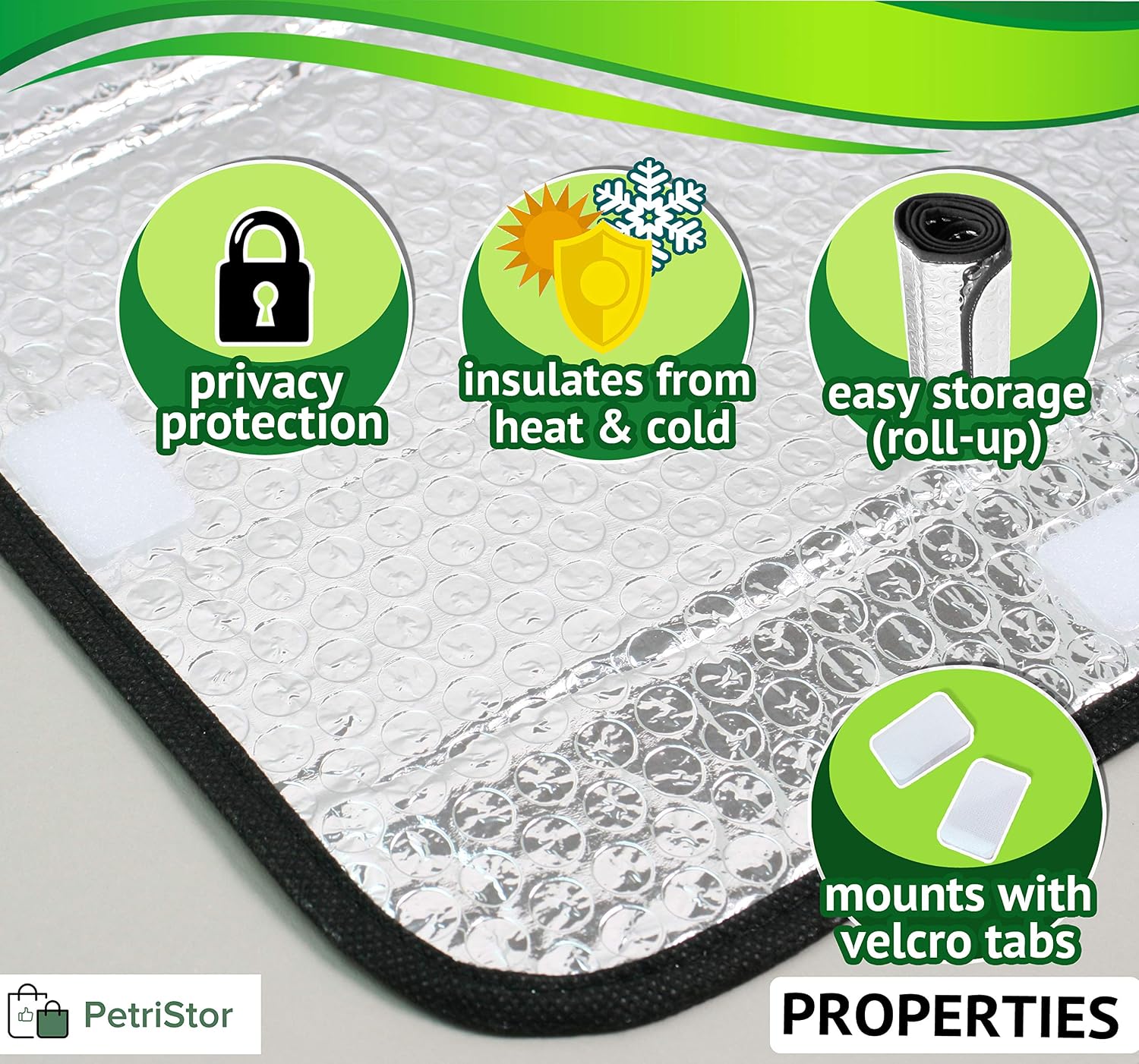 PetriStor 16 X 25 Sun Shield RV Reflective Door Window Cover- Helps Protect Your RV from Harmful UV Rays and Regulates RV Temperature