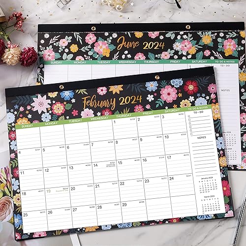 Miniatura 2 de Calendario de escritorio 2024-2024 de enero de 2024 a diciembre de 2024, 16.8 x 12 pulgadas, 12 calendario mensual de escritoriopared 2 en 1, papel