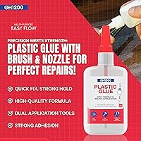 Vista 4 de GH1200 (2-en-1) Súper Pegamento para Plástico con Aplicador de Cepillo y Boquilla - Pegamento para Plástico de Secado Rápido de Alta Resistencia