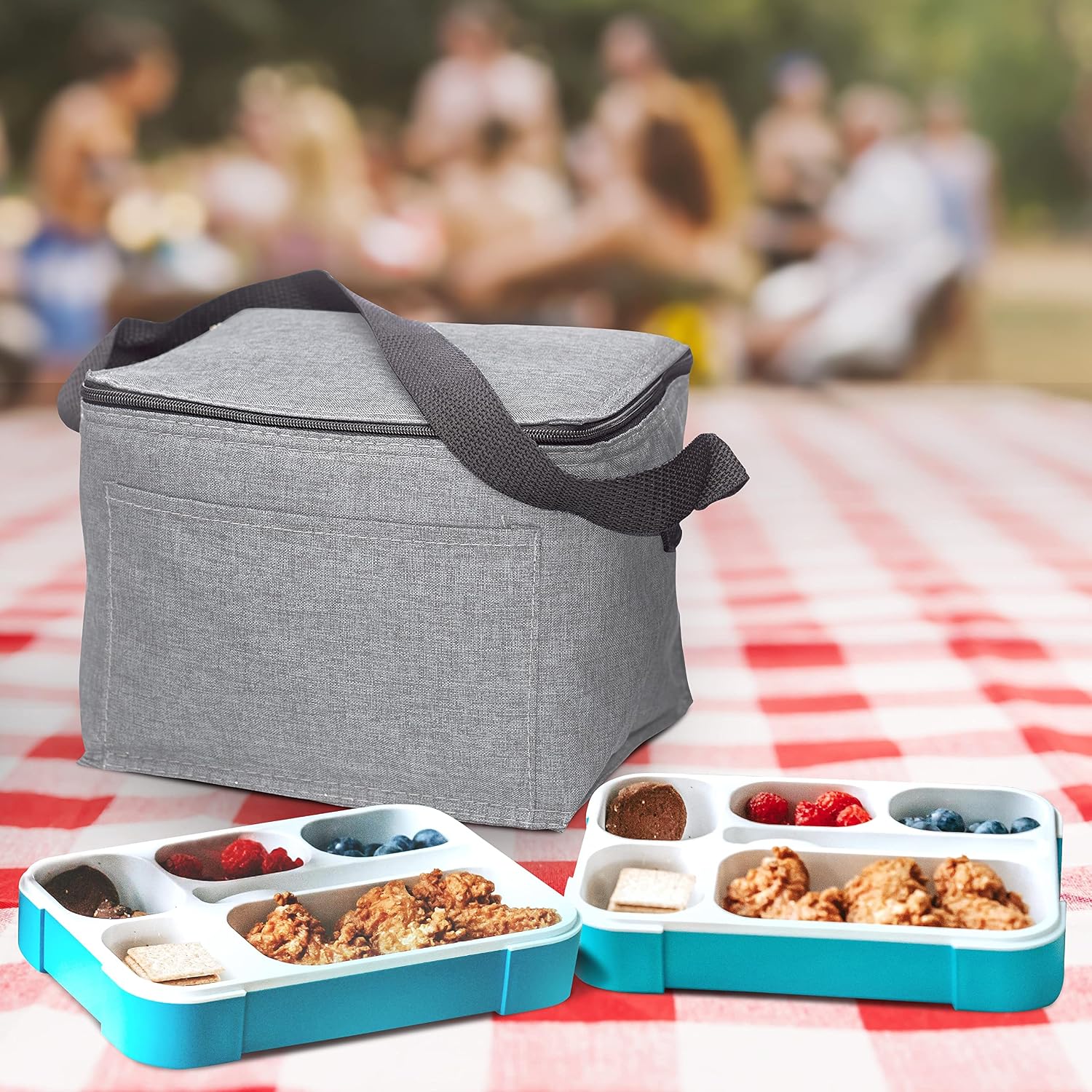 Insulated Cooler Lunch Bag Set of 10, Bulk Pack - Perfect for Work, Travel, Outdoor Events - Grey