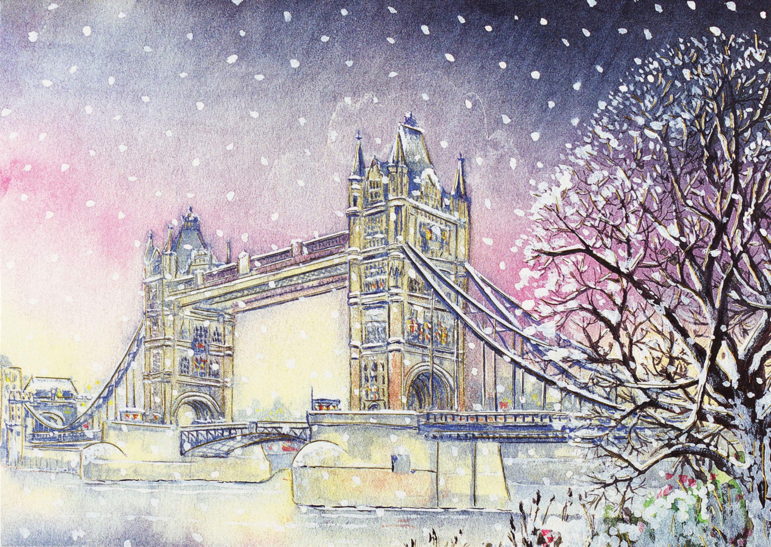 Tower Bridge in Winter Deluxe Boxed Holiday Cards (20 cards, 21 self-sealing envelopes)