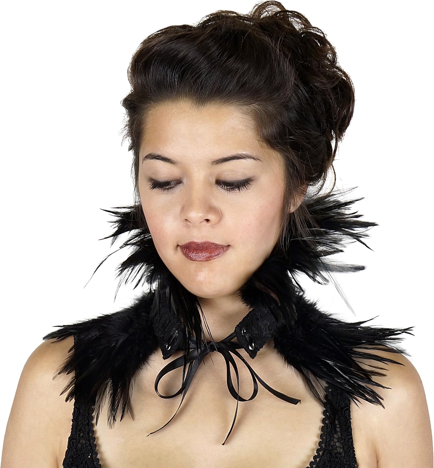 Natural Fashion Feather Choker Necklace - Black Sexy Shrug Steampunk Accessories