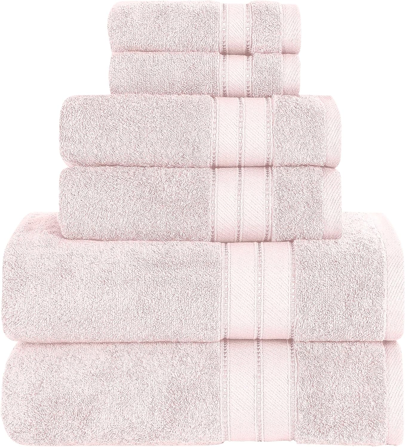 Modern Threads - Spun Loft 6-Piece 100% Combed Cotton Towel Set - Bath Towels, Hand Towels, & Washcloths - Super Absorbent & Quick Dry - 600 GSM - Soft & Plush, Blush - Image 2