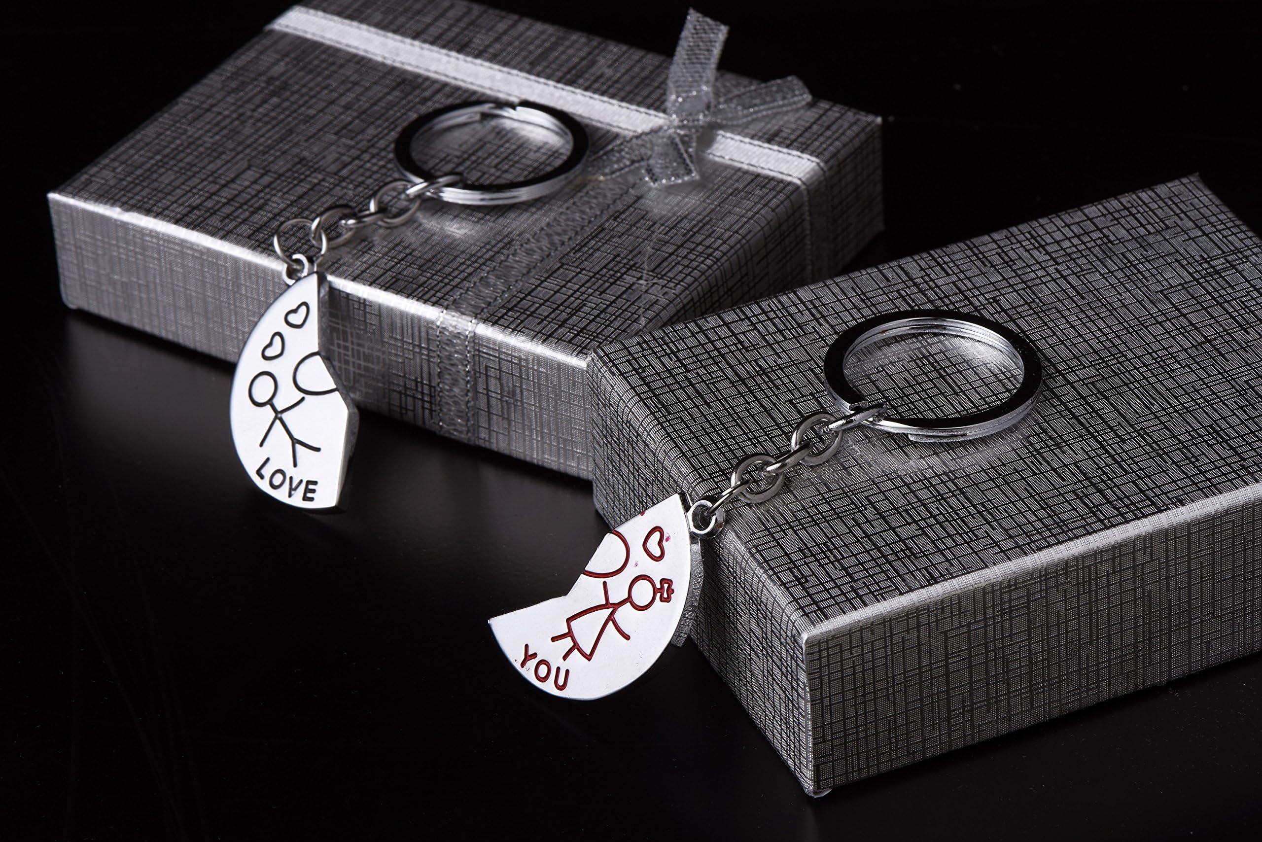 Split Puzzle Coin Love You Pendant Couple Keychain Gift Box For Valentine Day