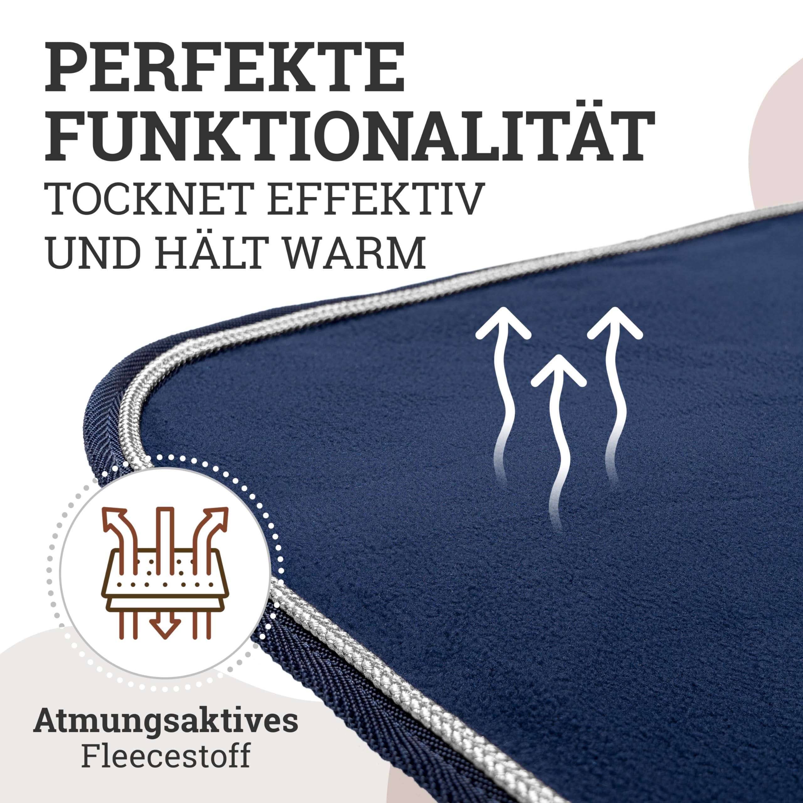 Esposita Esposita Abschwitzdecke Champion Edition Fleecedecke mit Kragen und Zierpaspel, Paradedecke, Showdecke (Navy/Silber, 155cm)