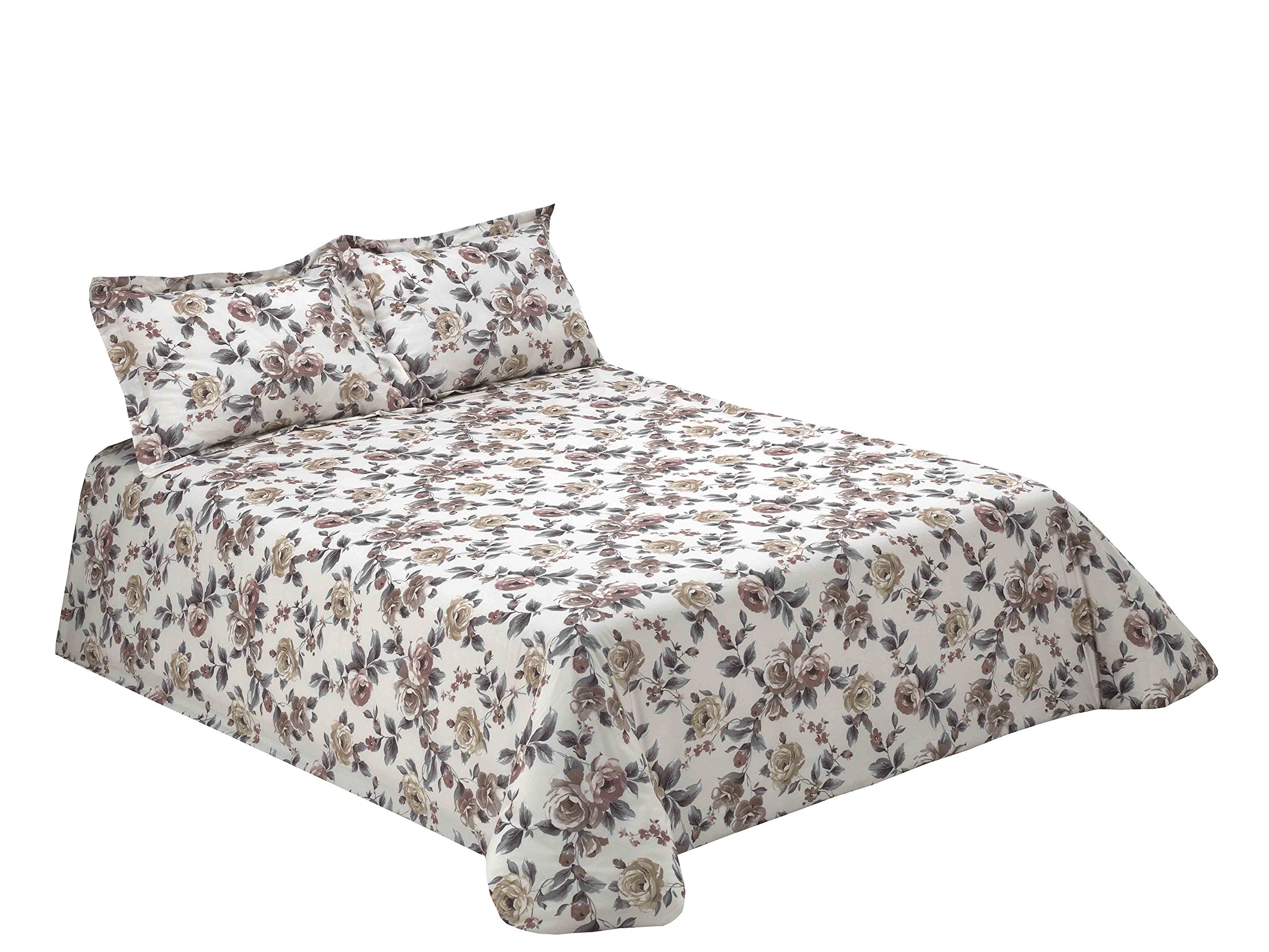 SYLVIA 103 JUEGO FUNDA NÓRDICA, CAMA 150, ALGODÓN, MARRÓN Y BLANCO.