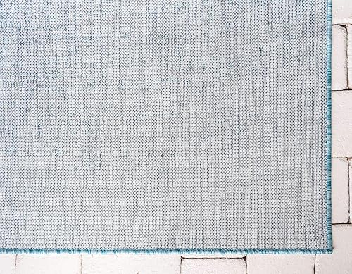 Miniatura 9 de Unique Loom colección Outdoor Modern - Tapete para exteriores en color degradado (2 pies x 6 pies 1 pulgada, largo, aguamarinamarfil)