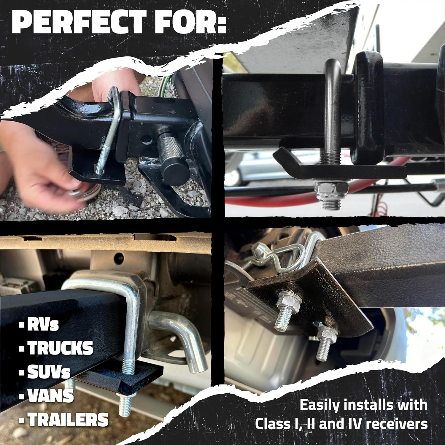 Mockins Heavy-Duty Anti Wobble Hitch Stabilizer for 2" & 1.25" Receivers