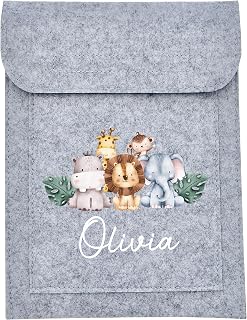 Personalised Baby Red Book Cover with Safari Animals Design, Folder for NHS Personal Child Health Record, Newborn Gift, Baby Shower Gift, NHS Baby Notes, Pregnancy Gift, Unique Keepsake Present