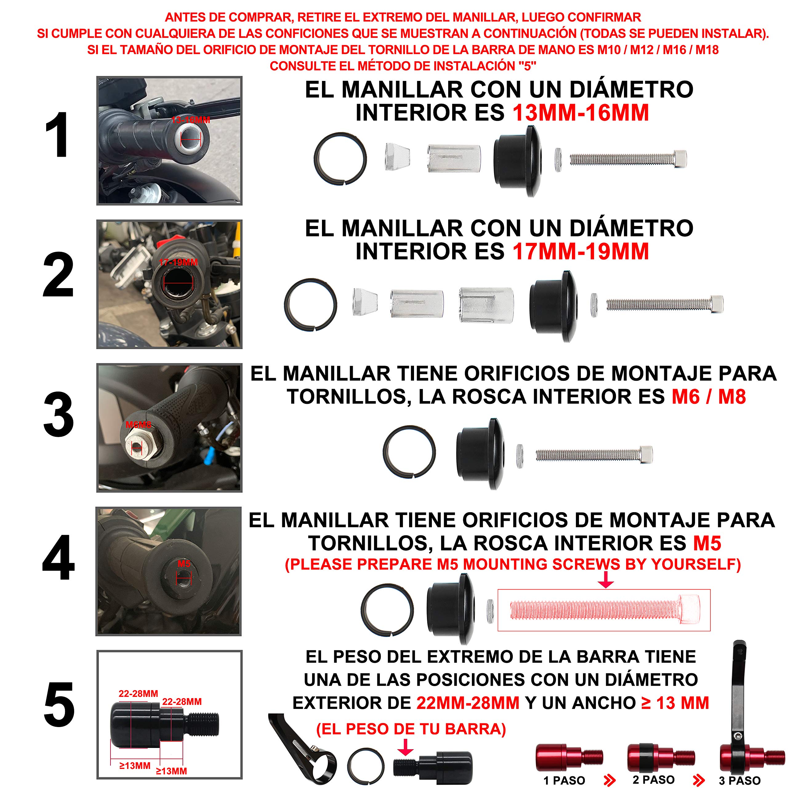 FENRIR Espejos Retrovisores Moto Manillar Retrovisor Homologados Negro CNC Aleación de aluminio Anti reflejante para Cafe Racer Naked Bike Sport Retro Scrambler Scooters deportivas Motocicletas