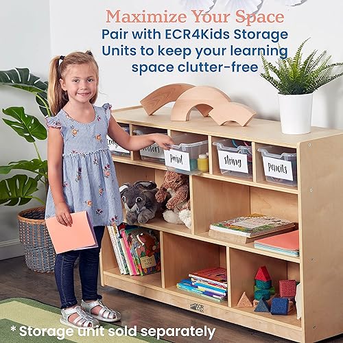 Miniatura 5 de ECR4Kids Cubo de almacenamiento frontal con cucharada, organización multiusos, transparente, 5 piezas