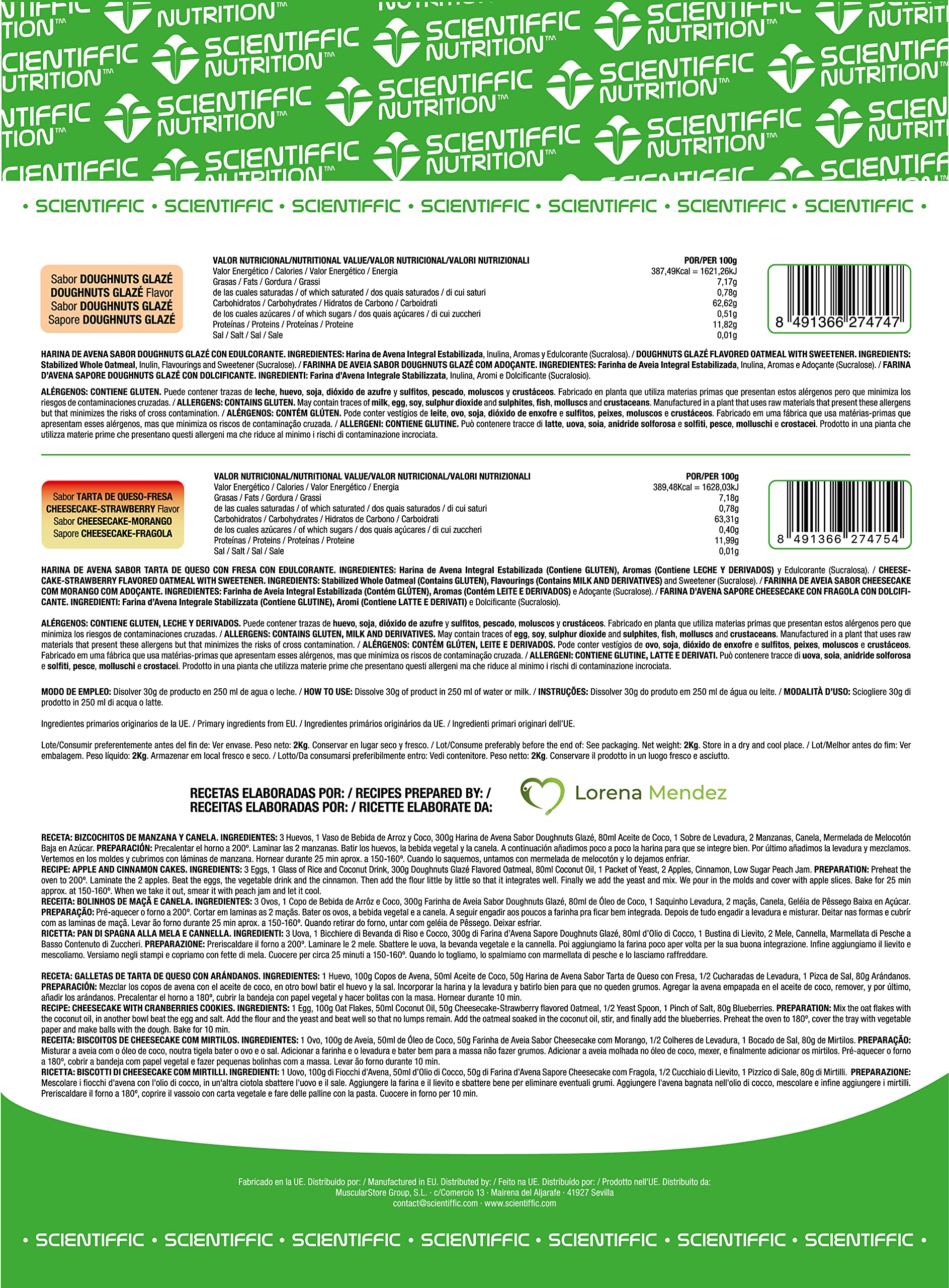 Scientiffic Nutrition - Harina de avena, Fuente de Proteínas, Baja en Azúcares, 100% Natural, Contribuye al Desarrollo de la Masa Muscular, Sabor Donut - 2 Kg — view 7