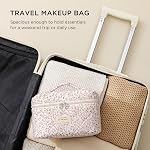 HBselect Quilted Makeup Bag for Women, Floral Cotton Cosmetic Bag Large Travel Makeup Bag Coquette Aesthetic Toiletry Bag