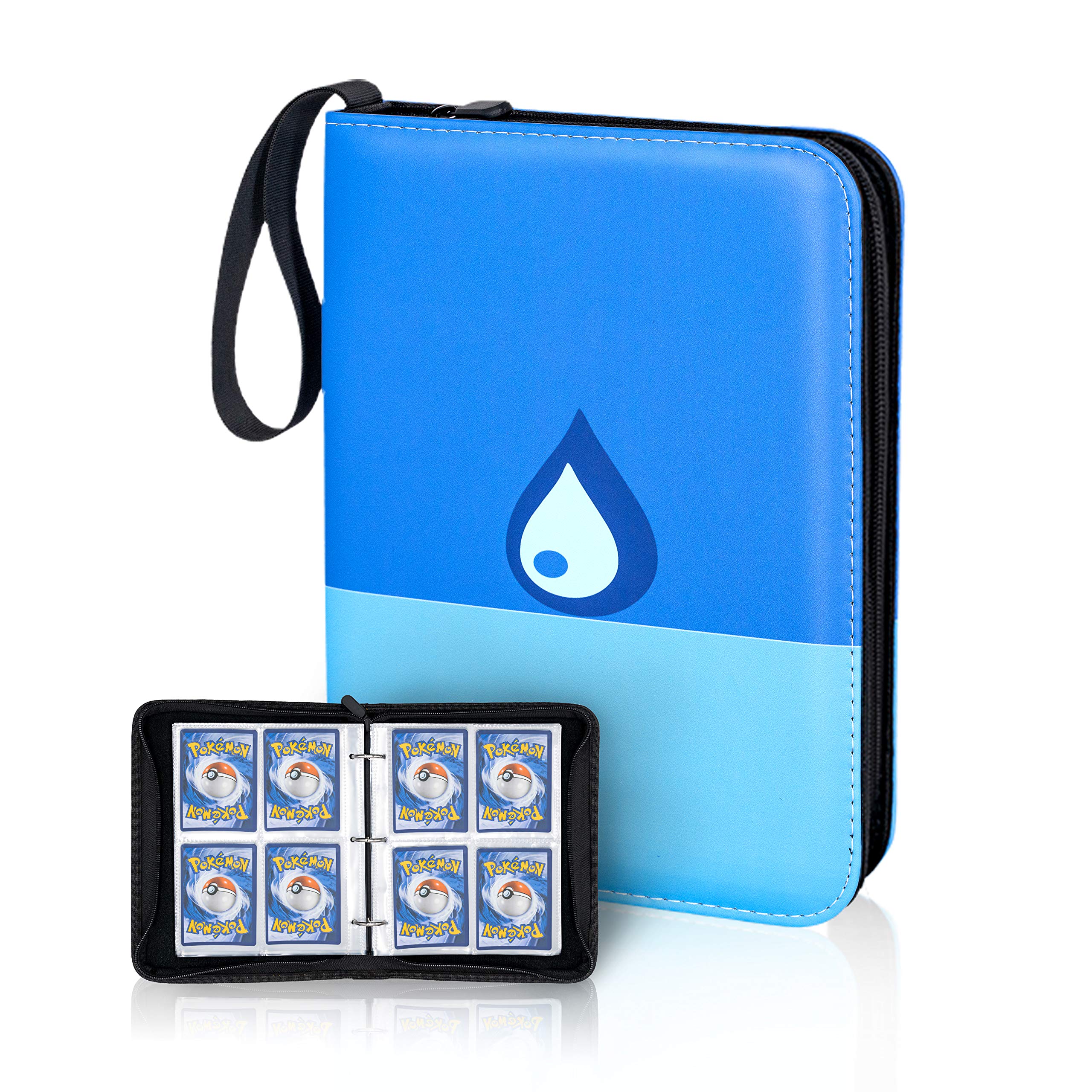 Card Binder, 4Pocket Trading Card Album, 400Pocket Double Sided Display Card Binder, Expandable, 3-Ring Zipper Sports Book is Gifts for Boys and Girls, for YuGiOh, MTG, TCG, Game Card & Sports Card