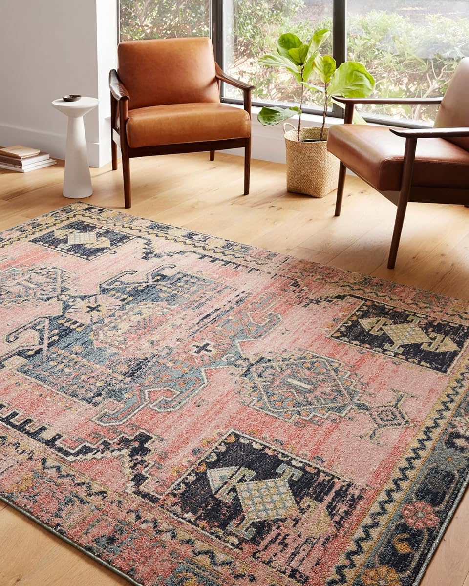 Loloi Jocelyn Rose/Rose 7'-10" x 10' Area Rug | JOC-06 Approx. 8x10 Pink Living room Dining room Bedroom, Area Rug