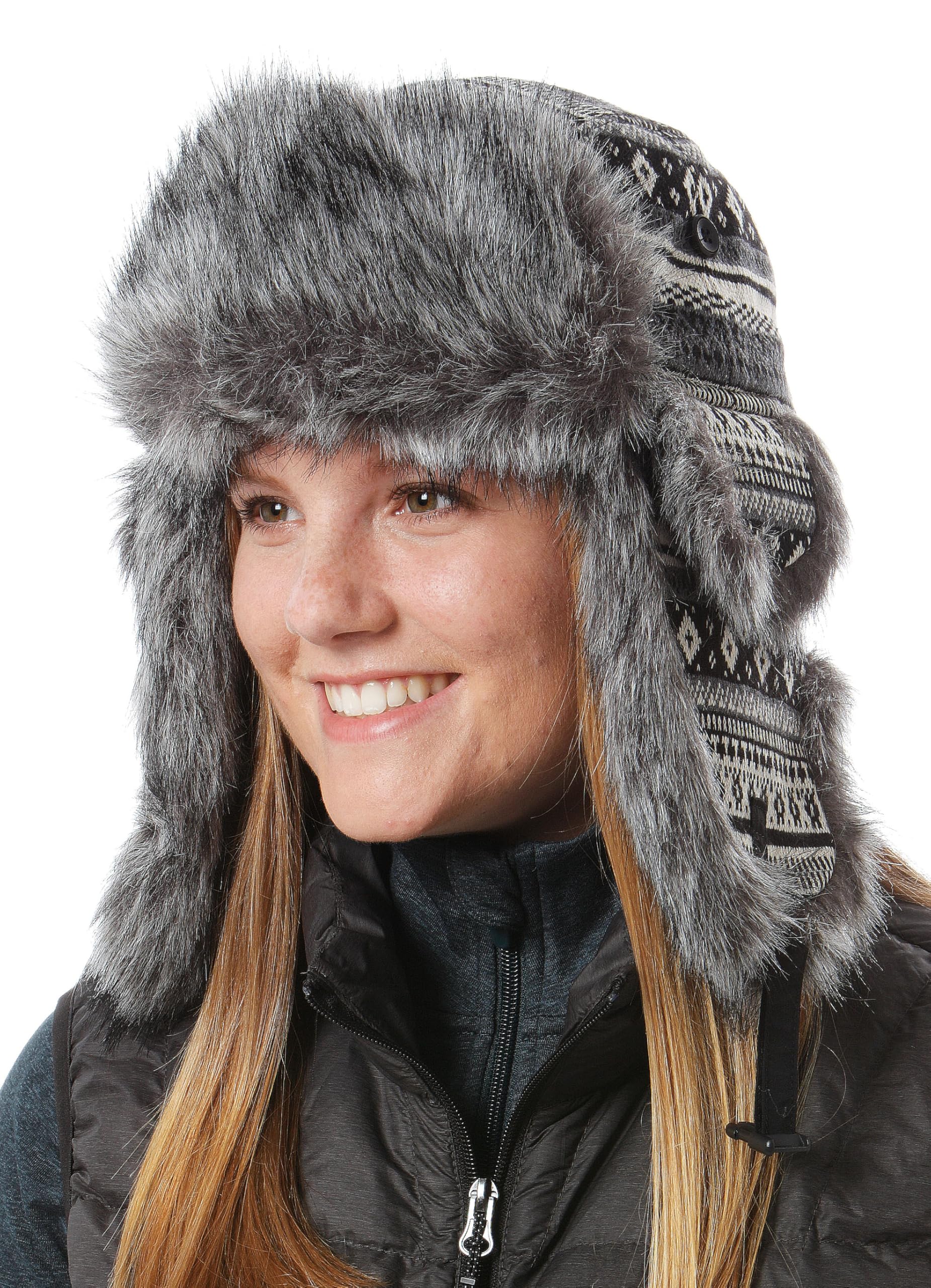 Screamer Alyeska Trapper has Nordic Inspired Designs and a Faux Fur Lining - Brown/Mocha