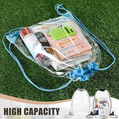 Miniatura 5 de 50 bolsas transparentes con cordón, bolsas de PVC deportivas, a granel, transparente, para estadio, impermeable, mochila transparente para gimnasio,