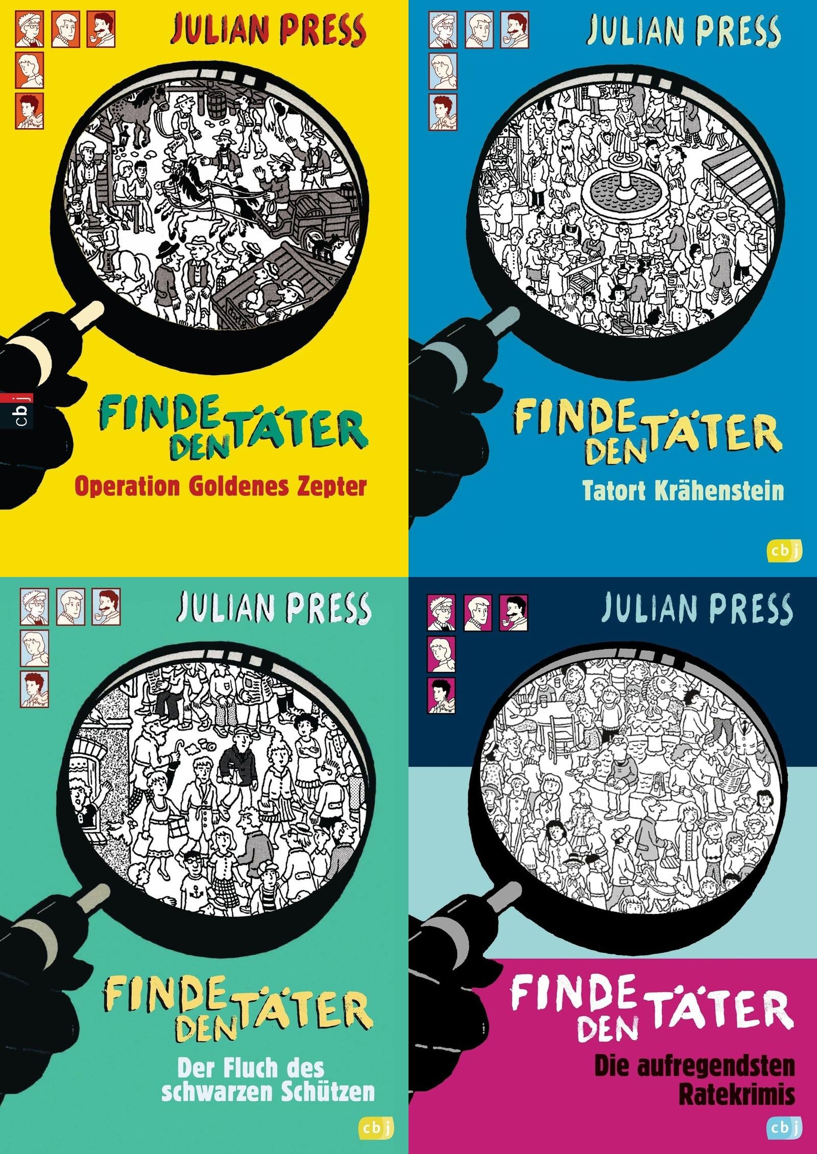 Finde den Täter - Kinder-Detektiv-Set: 4 Bücher + 1 exklusives Postkartenset