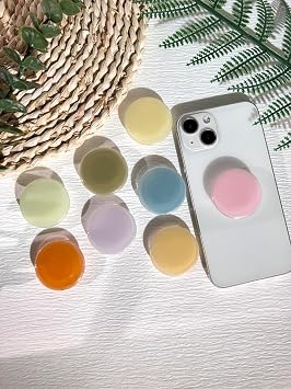 Solid Color Phone Grip Stand, Cute Resin Clear Cell Phone Holder,Handmade Collapsible Cell Phone Accessory, Phone Charms Holder Support with Transparent Base for Kindle