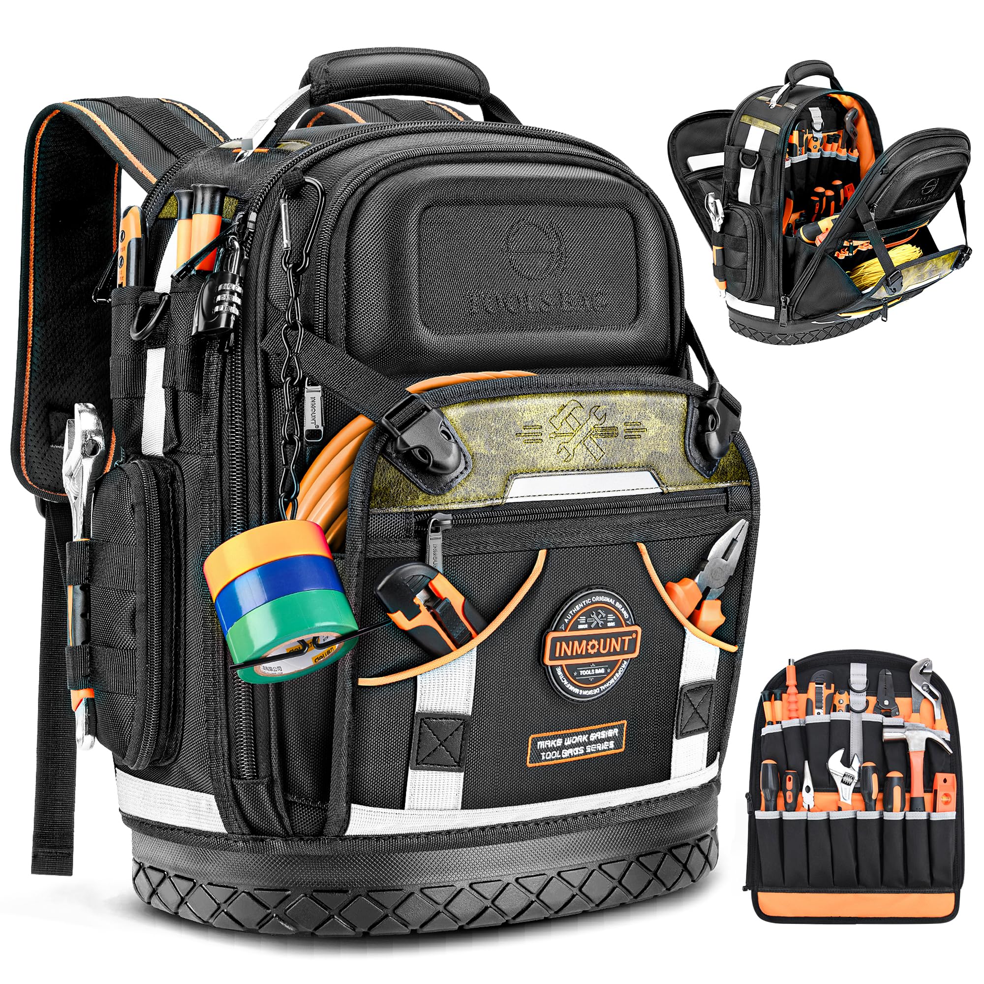Tool Backpack Bag HVAC Heavy Duty Construction Tools Backpack for Men 1680D Professional Level Durable Tool Organizer with