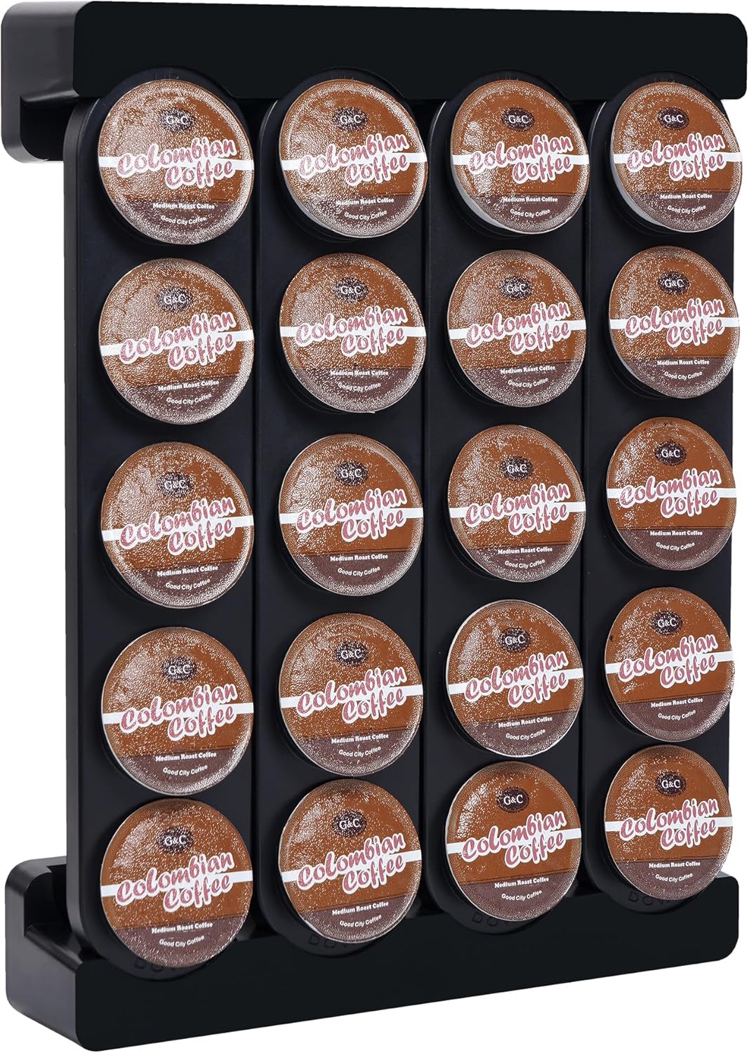 Coffee Pod Holder, Holds 40 K Cup Coffee Capsules, Large Capacity Round Organizer with 360-Degree Rotation, Black