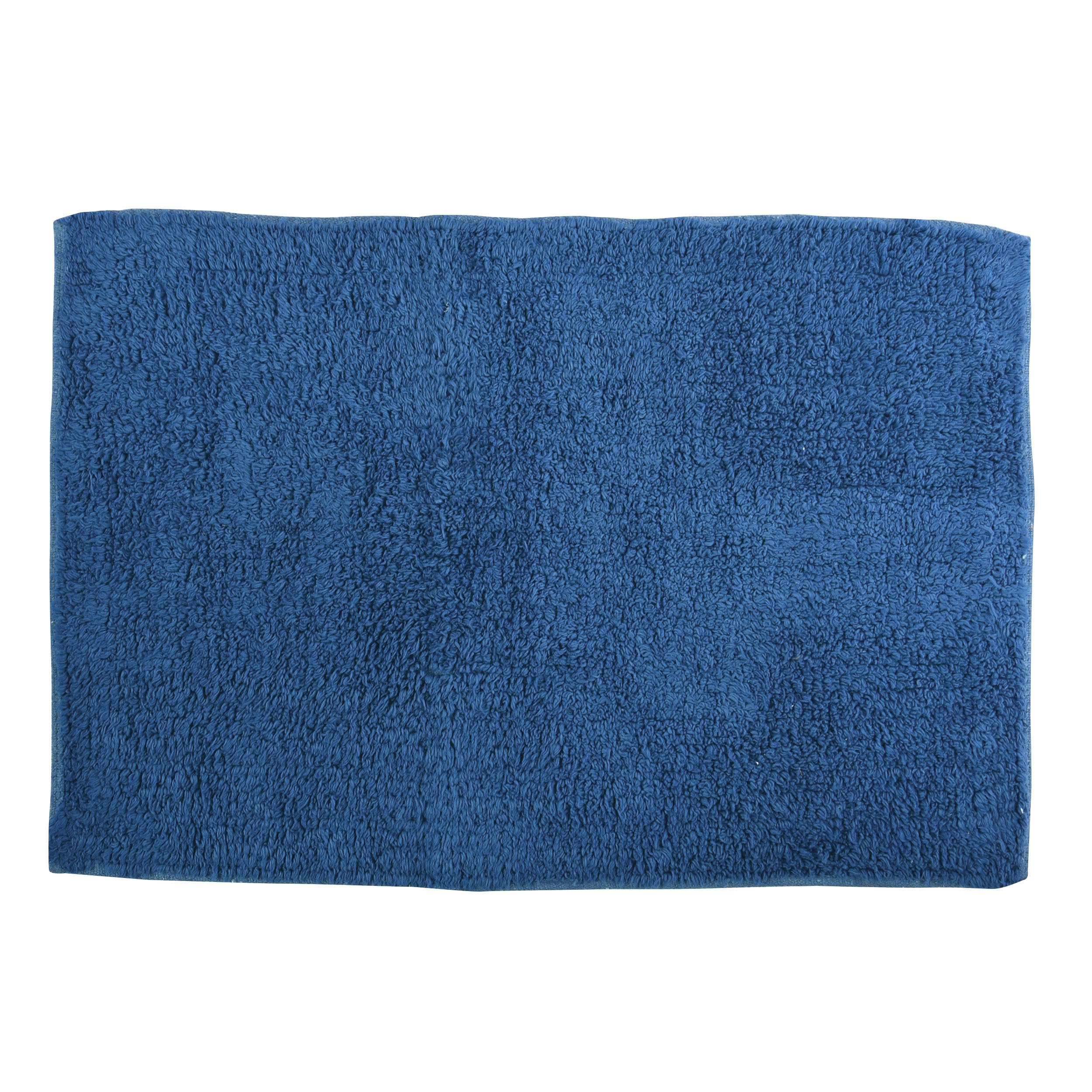 MSV Cotton Bath Mat, Dark Blue, 45 x 70 cm