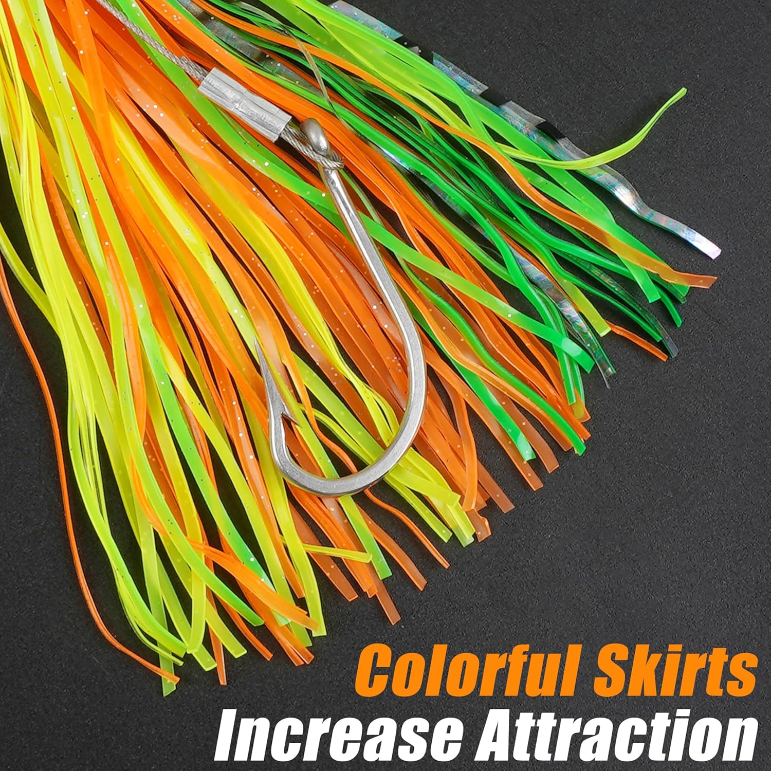 Trolling Lure Saltwater, 6.5/9inch 6pcs Squid Skirted Deep Sea Fishing Lure Kit Wire Rigged Tuna Marlin Wahoo Shark Mahi Trolling Fishing Lures with Mesh Bag