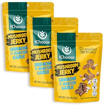 IChoose Sriracha Mushroom Jerky, Vegan Shiitake, 3 x 1.59 oz