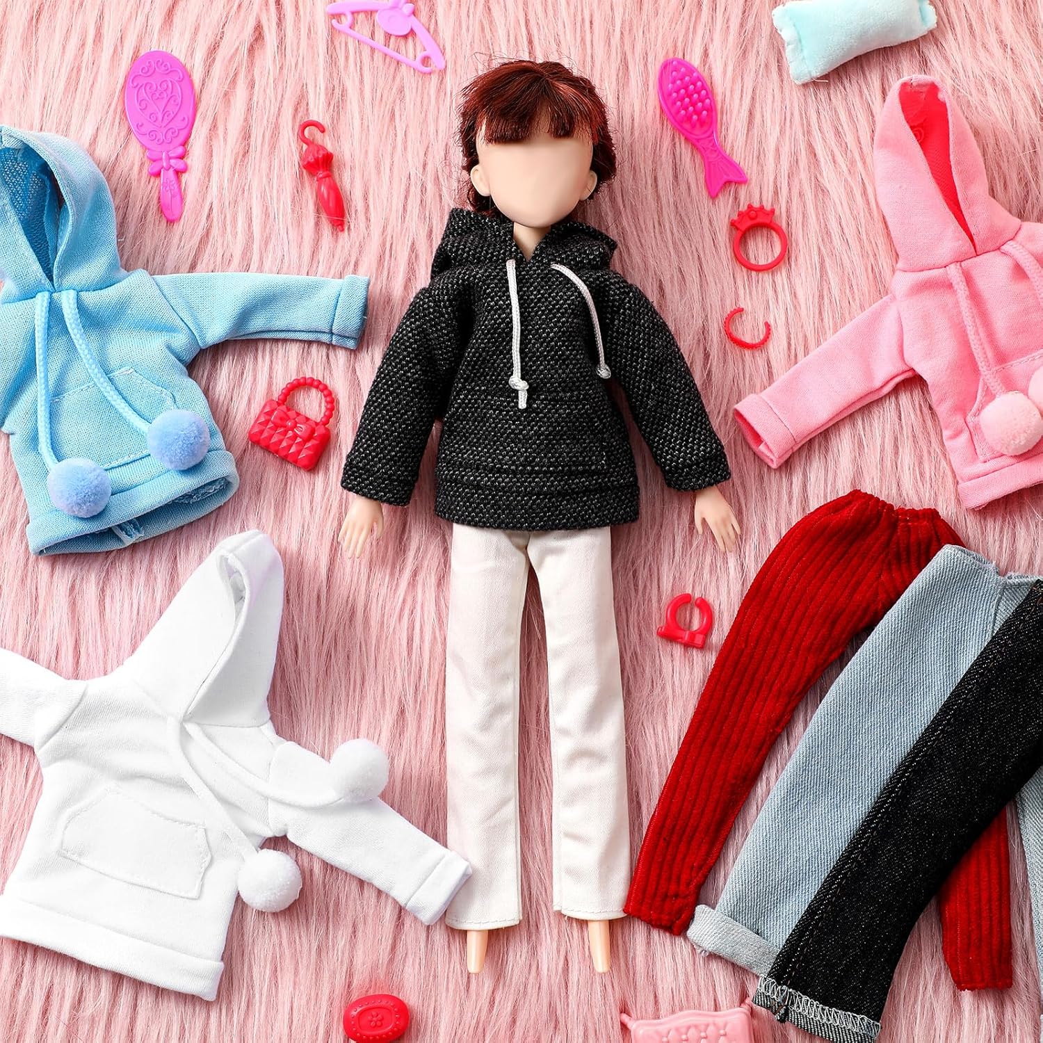 Bencailor 8 Pieces Doll Clothes 11.5 Inch Doll Accessories Cotton Sweaters Denim Pant Regular Outfit Doll Clothing (Classic Hoodie)