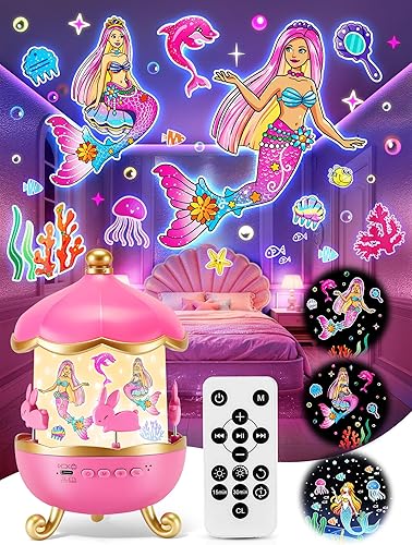 Miniatura 11 de Juguetes Frozen, luz nocturna de 15 músicas+16 películas+315 colores para niños, proyector de estrellas inalámbrico de 360°+control remoto para