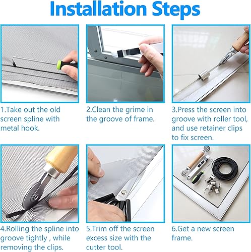 Miniatura 7 de 11 herramientas de reparación de pantalla de ventana, herramienta de rodillo de pantalla, kit de reparación de puerta de pantalla de ventana con
