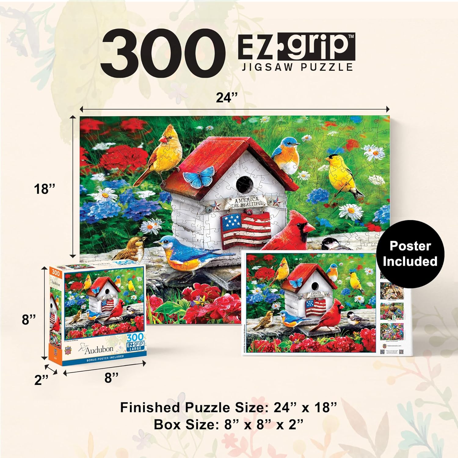 MasterPieces 300 Piece EZ Grip Jigsaw Puzzle - An American Birdhouse - 18"x24"