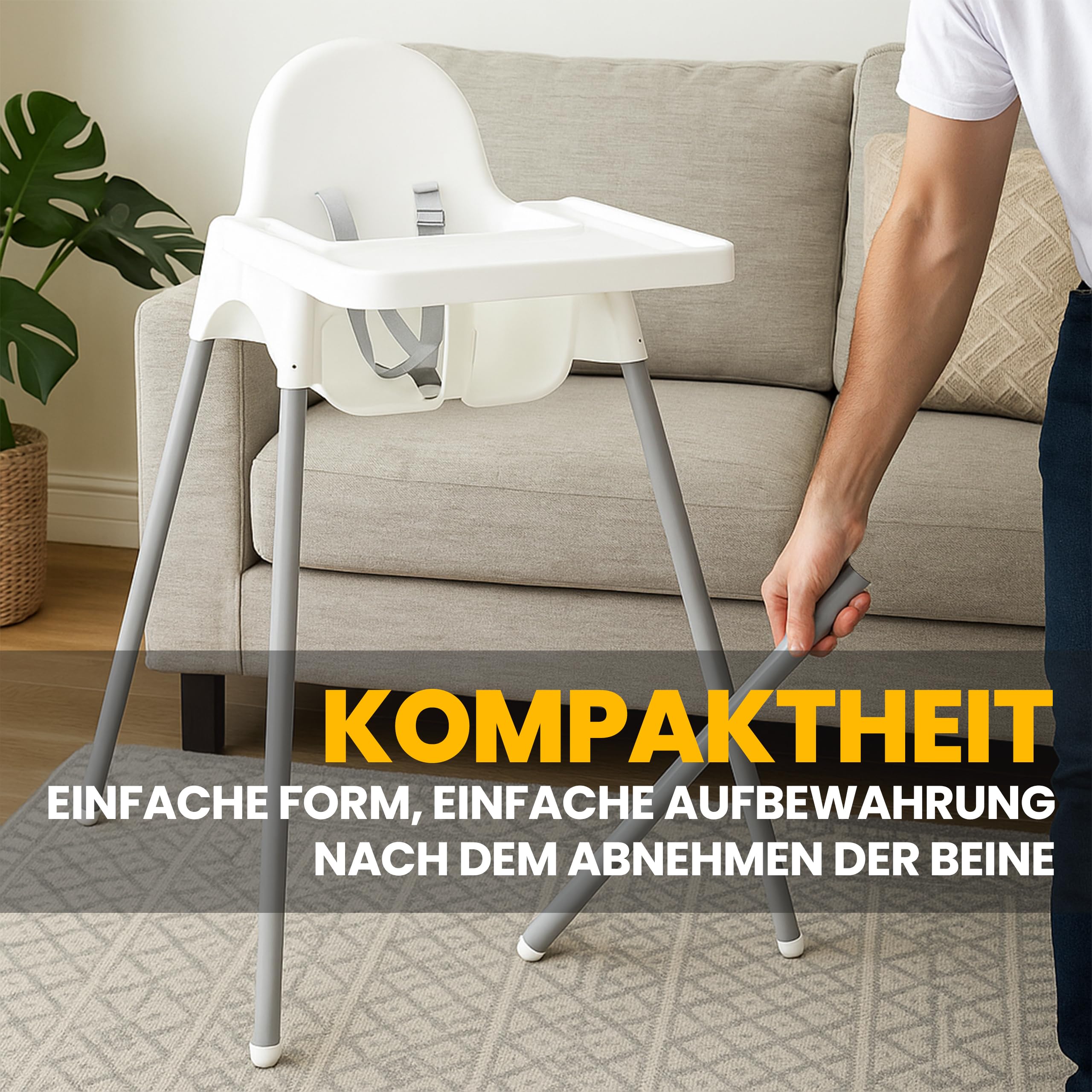 Retoo Kinderhochstuhl mit Tablett 94cm Fütterungsstuhl ab 6 Monaten bis 3 Jahre