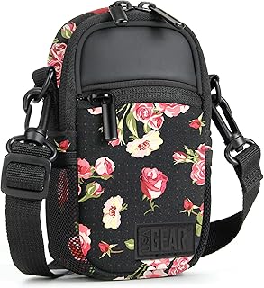 USA Gear Custodia Per Fotocamera Compatta (Floreale) Borsa Fotocamera con Tasche Accessori, Parapioggia e Tracolla - Compatibile con Sony CyberShot, Canon PowerShot ELPH, Nikon COOLPIX e Altro
