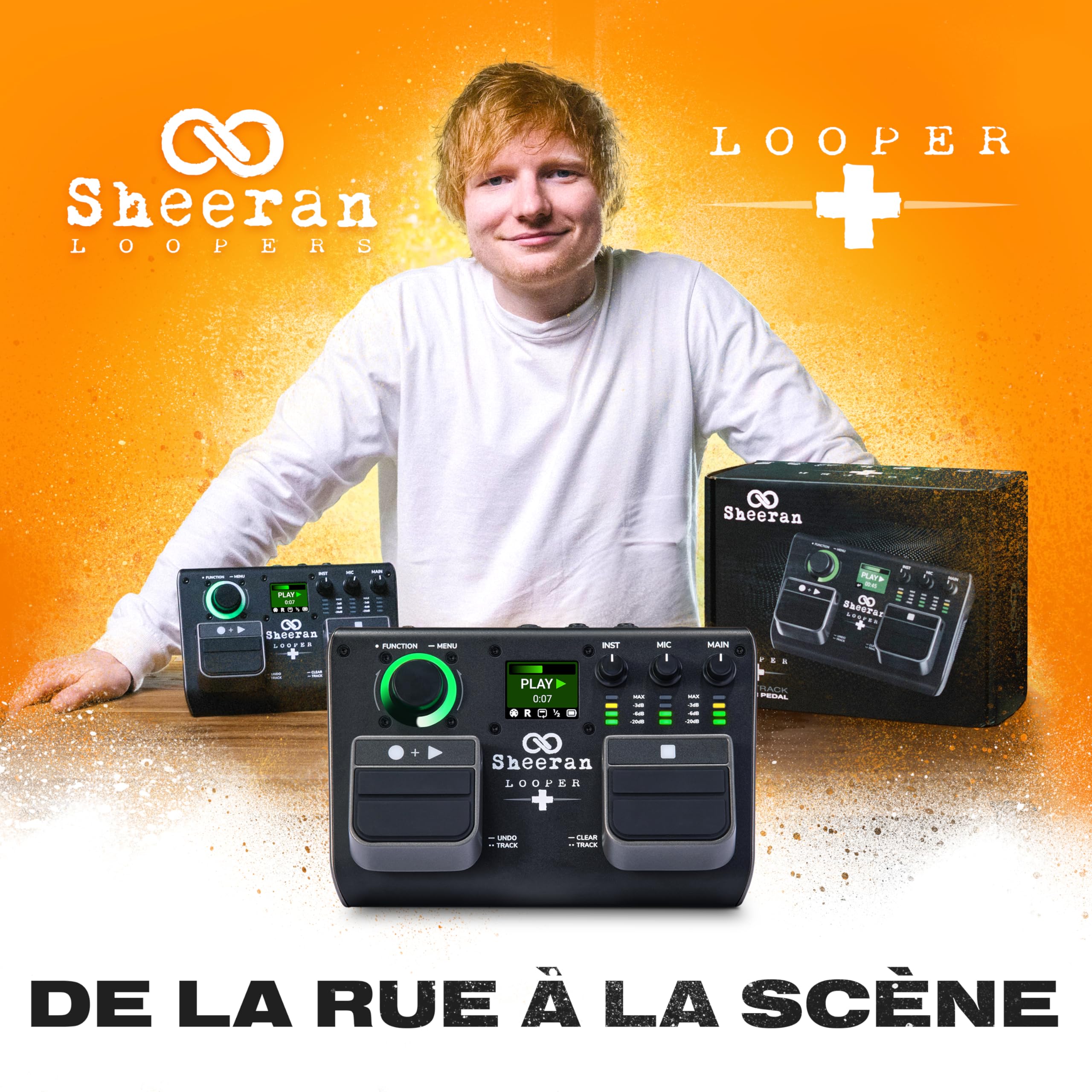 Sheeran Looper + Pédale de Looper Double Piste | 4 Modes de Boucle, 3 Heures de Stockage, Écran LED, Interface Audio, pour Guitare, Basse, Clavier, Chant