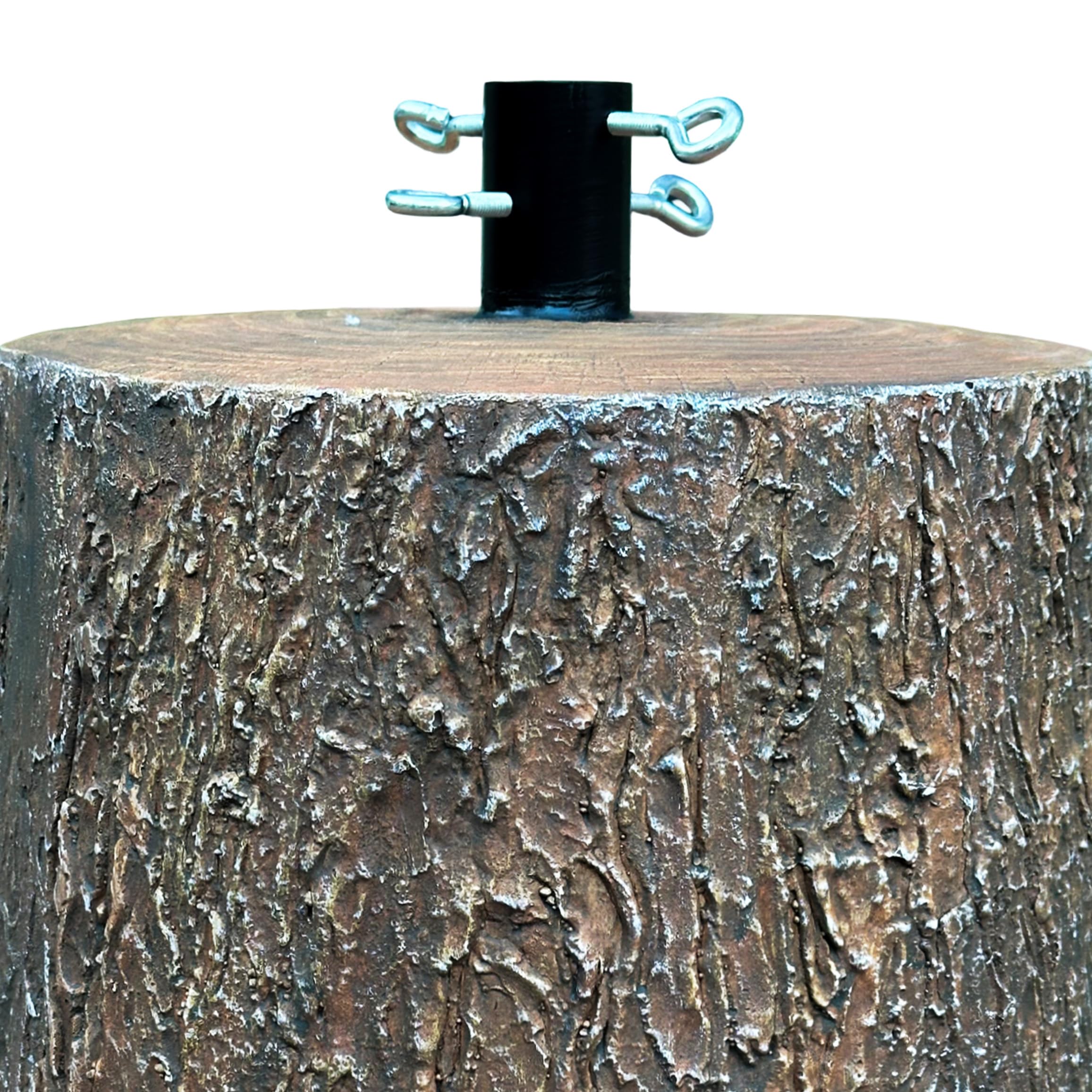 Base Supporto Albero di Natale da 150 a 240h cm - Forma Tronco, Effetto Realistico, Attacco Universale 3,7cm, con Ganci, Attacco di Metallo, Decorazioni, Festività - Vetro Resina