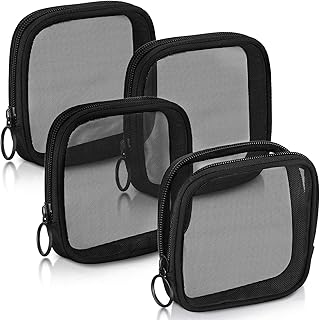 4 Pieces Mesh Travel Toiletry Bag Mesh Zipper Pouch Makeup Bag Cosmetic Bag Portable Travel Toiletry Pouch with Zipper for...