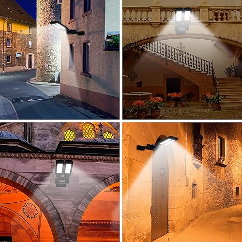 Miniatura 8 de Luces solares para exteriores, luces con sensor de movimiento inalámbricas 2 cabezales ajustables de 180 ajustables, 3 modos, luz de inundación LED