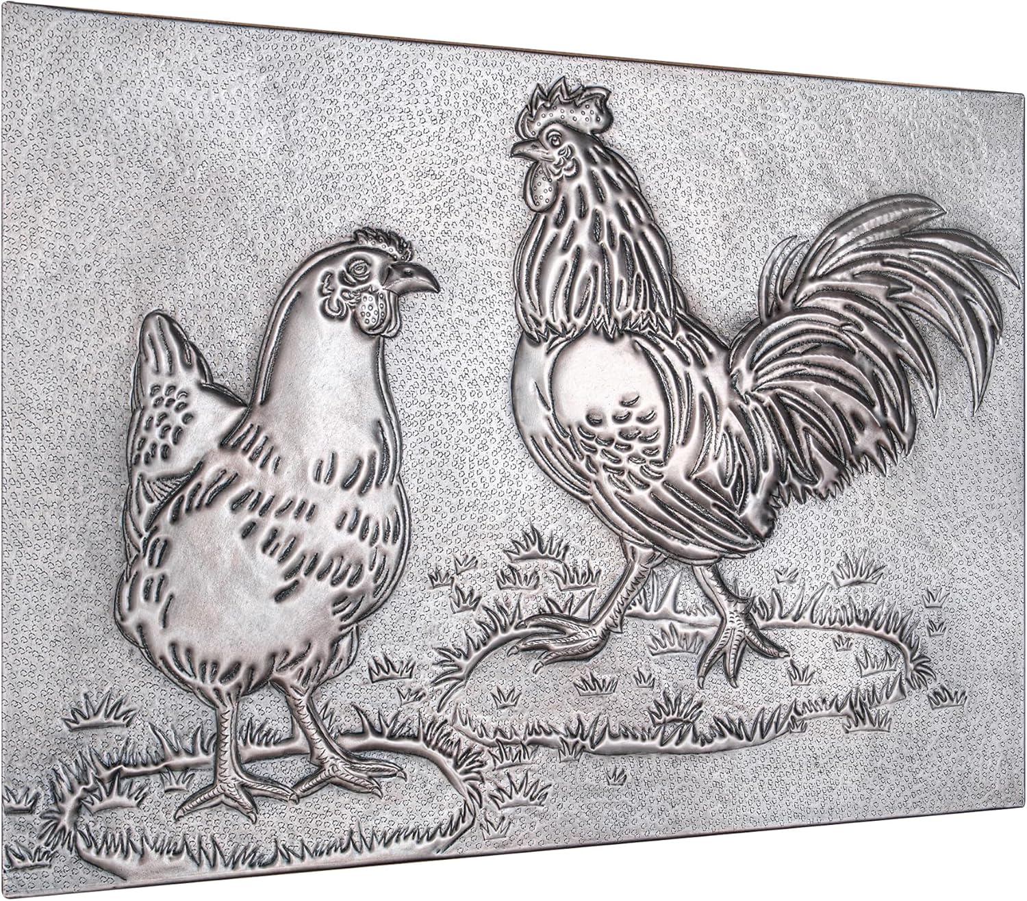 Kitchen Backsplash, Rooster and Chicken Copper Backsplash, Custom Copper Backsplash Panel, Handmade Copper Backsplash Tile, Indoor Outdoor Wall Decor (Gray)