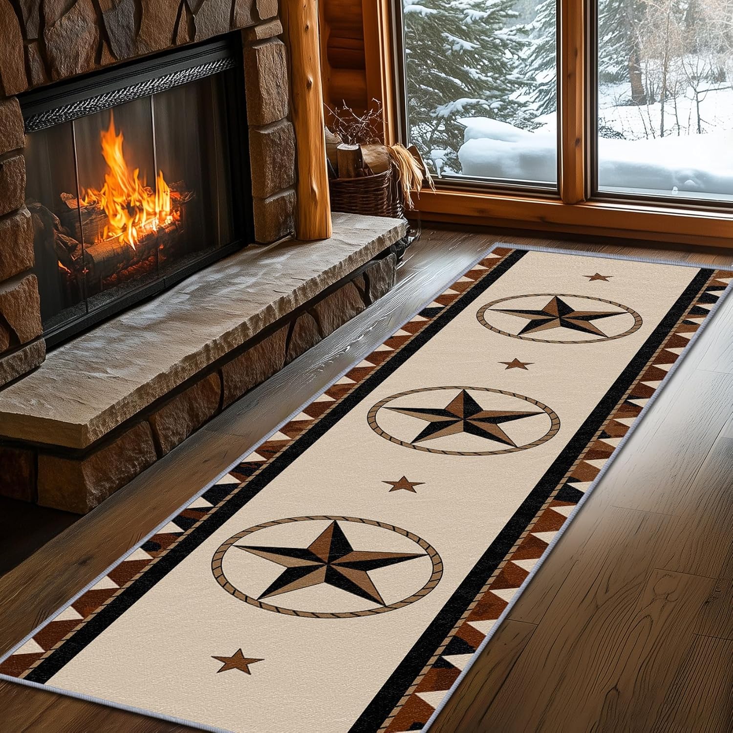 Western Runner Rugs for Hallway 2x6, Cowboy Runner Rug, 2x6ft, Texas Star Southwestern Runners for Hallways, Vintage Farmhouse Rustic Runners Non Slip Soft Home Decor