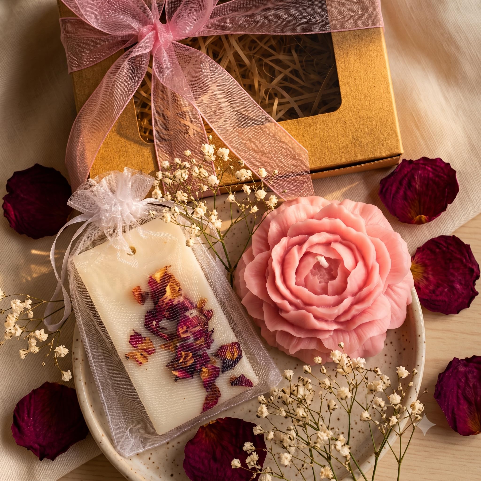 Peony Scented Candle & Rose Sachet Gift Set | Eco-Friendly Aesthetic Gift Box for Women, Birthdays, Anniversaries & Home Decor | Long-Lasting Aroma-image-24
