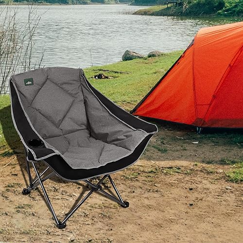 Miniatura 2 de Northroad Oversized Foldable Camping Chair, Outdoor Padded Lawn Chair wCup Holder,Carry Bag for Beach, Hiking, and Picnics,Black