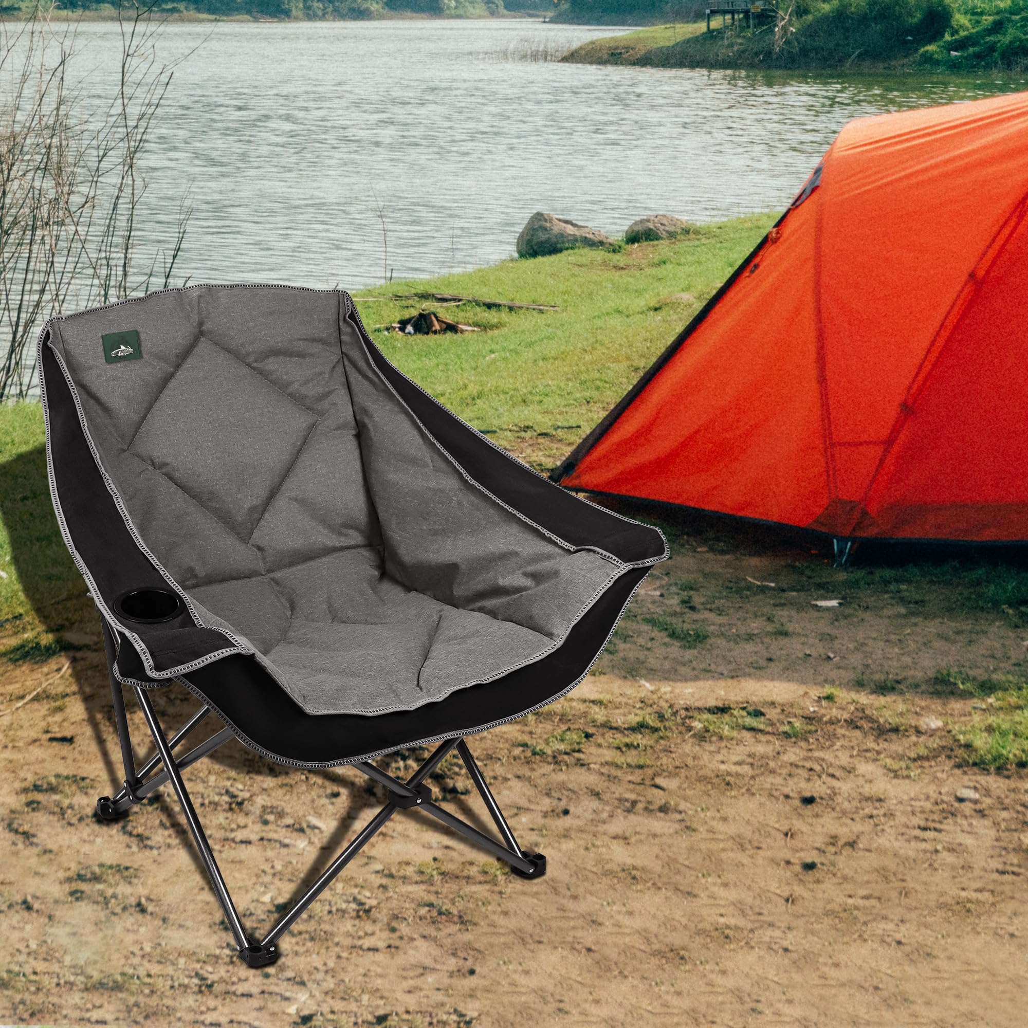 Northroad - Silla De Camping Plegable De Gran Tamaño Con 2 Portavasos, Bolsa De Transporte Para Playa, Senderismo Y Picnic, Capacidad De 300 Libras
