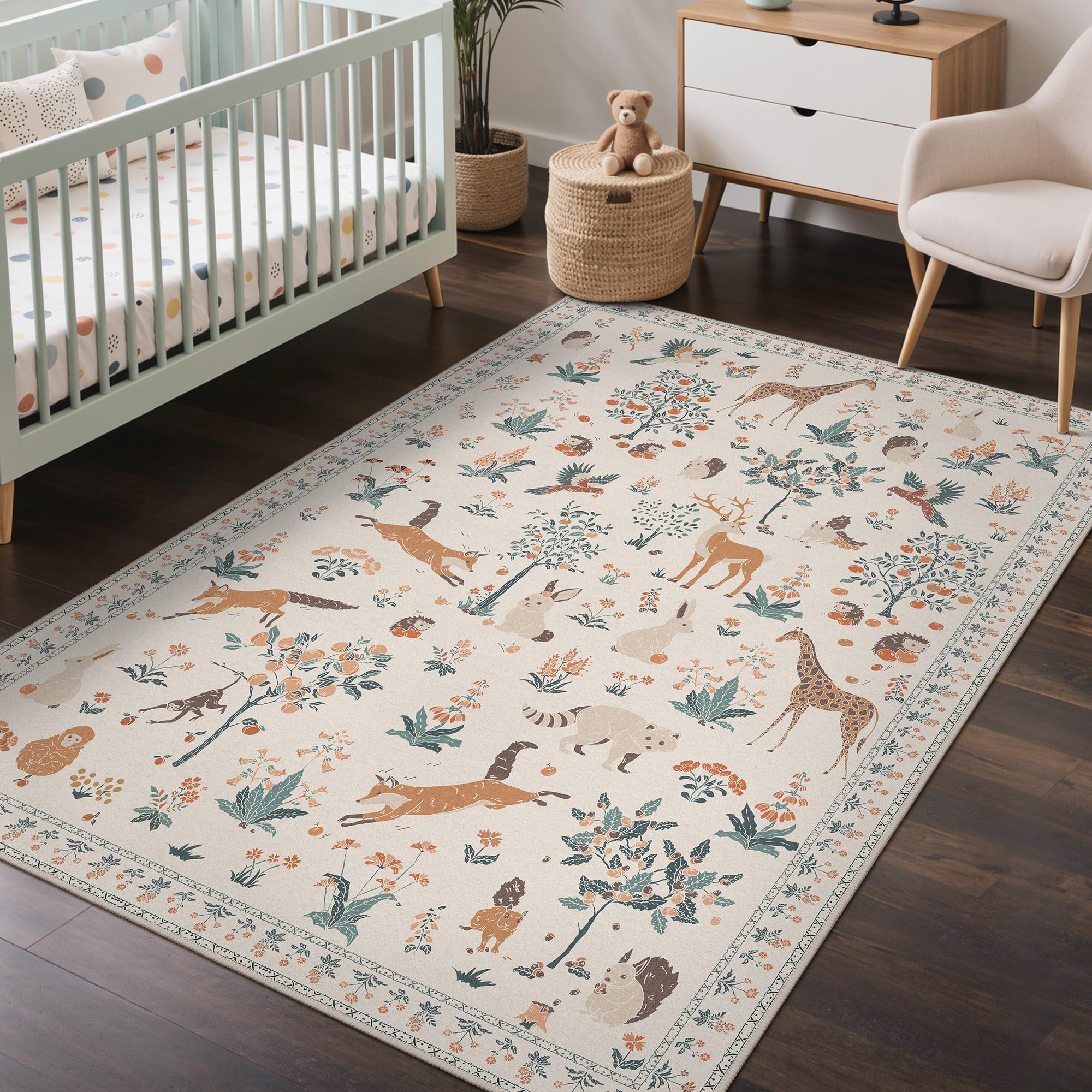 BEIMO Washable Rug 120x170cm Non-Slip Cute Giraffe Living Room Carpet — image 1